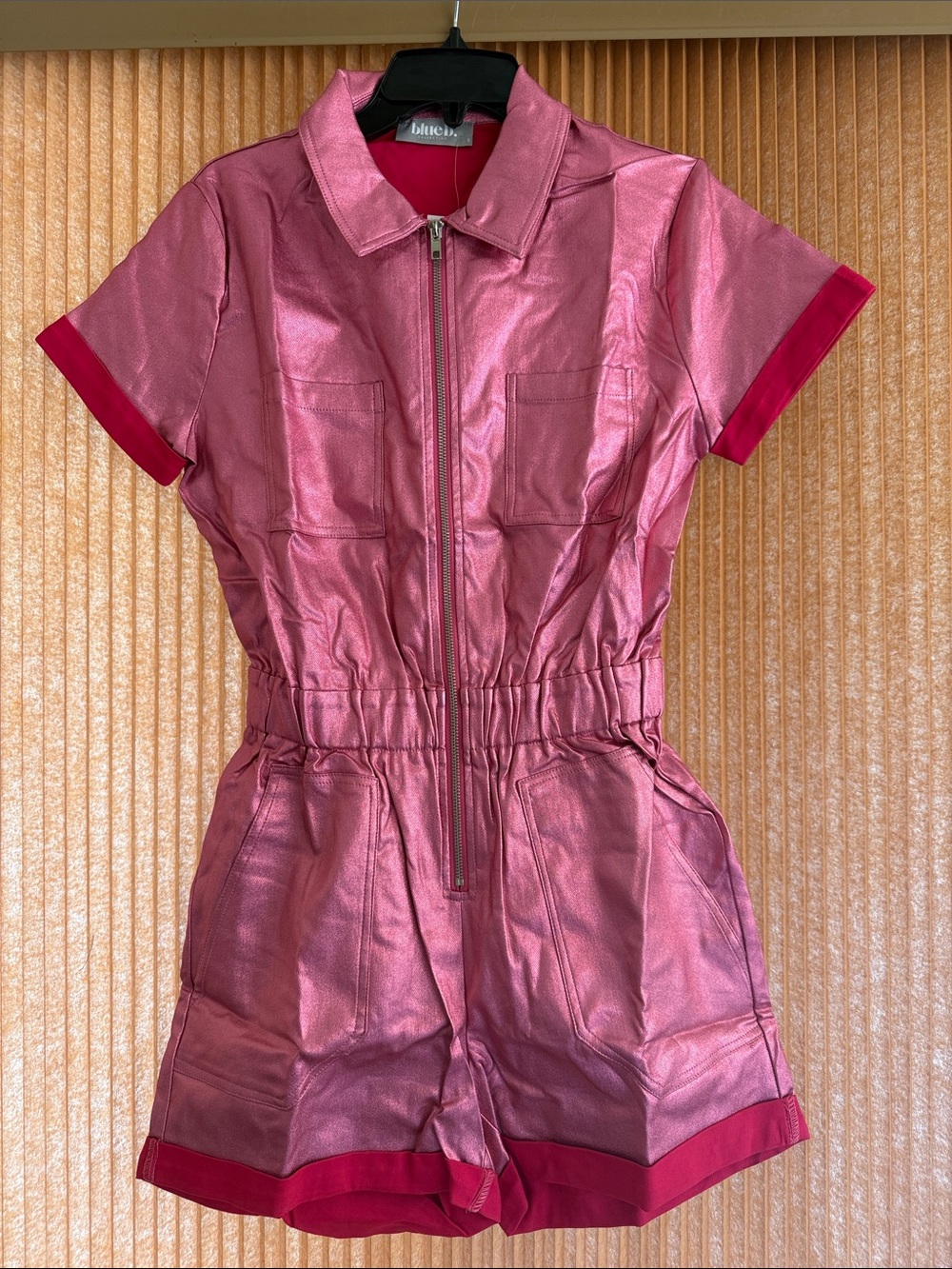 Blue B Collection Pink Metallic One-Piece Romper Size S NWT